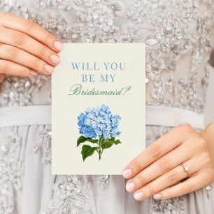 Blue Hydrangea zal je mijn Bridesmaid zijn Kaart