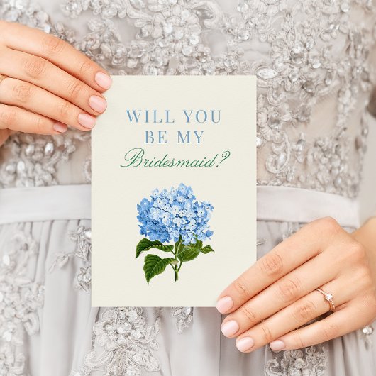 Blue Hydrangea zal je mijn Bridesmaid zijn Kaart
