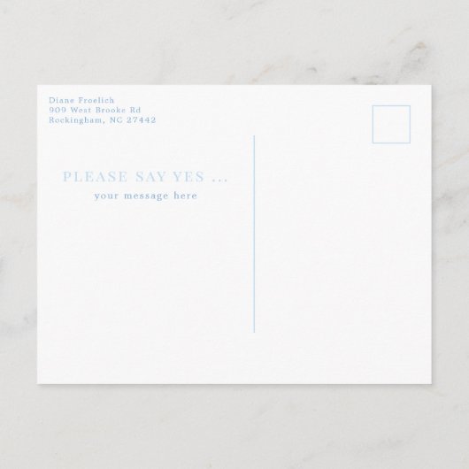 Blue Hydrangea zal je mijn dienstmeisje zijn. Briefkaart (Achterkant)