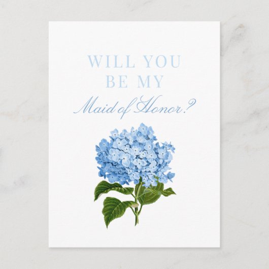 Blue Hydrangea zal je mijn dienstmeisje zijn. Briefkaart (Voorkant)