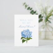 Blue Hydrangea zal je mijn dienstmeisje zijn. Briefkaart (Staand voorkant)