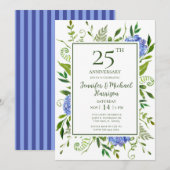 Blue Hydrangeas 25th Jubileum Invitation Kaart (Voorkant / Achterkant)