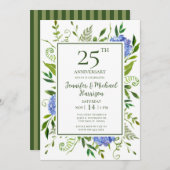Blue Hydrangeas 25th Jubileum Invitation Kaart (Voorkant / Achterkant)