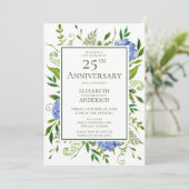 Blue Hydrangeas 25th Jubileum Kaart (Staand voorkant)