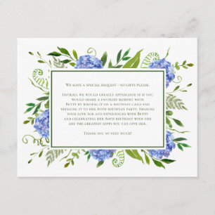 Blue Hydrangeas 80th Birthday Kaart Verzoek