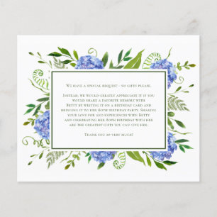 Blue Hydrangeas 80th Birthday Kaart Verzoek