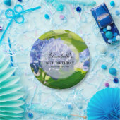 Blue Hydrangeas 80th Birthday Party Papieren Bordje (Feest)