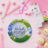 Blue Hydrangeas 80th Birthday Party Papieren Bordje (Feest)