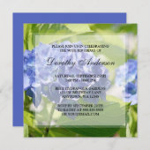 Blue Hydrangeas 90th Birthday Party Invitations Kaart (Voorkant / Achterkant)