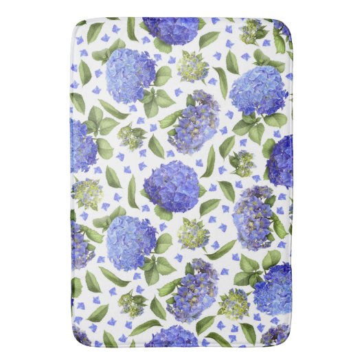 Blue Hydrangeas All Over Floral Pattern Badmat (Voorkant Verticaal)