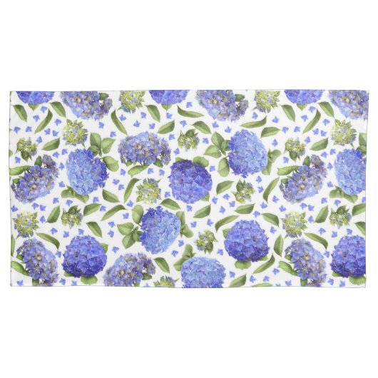 Blue Hydrangeas All Over Pattern Kussensloop (Voorkant-Links)