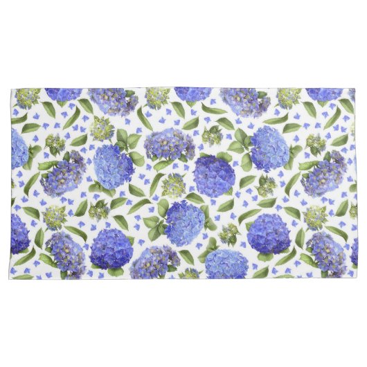 Blue Hydrangeas All Over Pattern Kussensloop (Voorkant-Rechts)