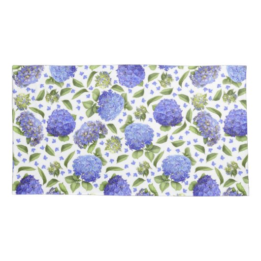 Blue Hydrangeas All Over Pattern Kussensloop (Achterkant-Links)