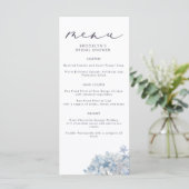 Blue Hydrangeas and Calligraphy Vrijgezellenfeest  Menu (Staand voorkant)