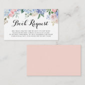 Blue Hydrangeas and Pink Roses Baby Book Request Informatiekaartje (Voorkant / Achterkant)