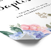 Blue Hydrangeas and Pink Roses Baptism Welcome Poster (Hoek)