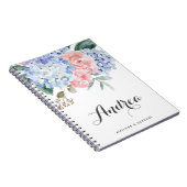 Blue Hydrangeas and Pink Roses Calligraphy Notitieboek (Rechterzijde)