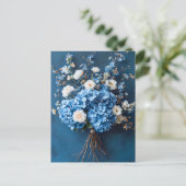 Blue Hydrangeas and White Blossoms Briefkaart (Staand voorkant)