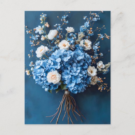 Blue Hydrangeas and White Blossoms Briefkaart (Voorkant)
