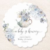 Blue Hydrangeas baby brouwt baby shower Kartonnen Onderzetters (Voorkant)