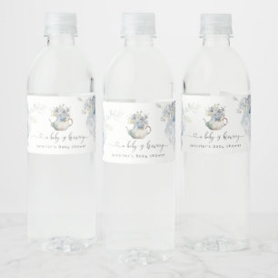 Blue Hydrangeas baby brouwt baby shower Waterfles Etiket