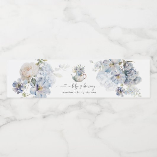 Blue Hydrangeas baby brouwt baby shower Waterfles Etiket (Enkel label)