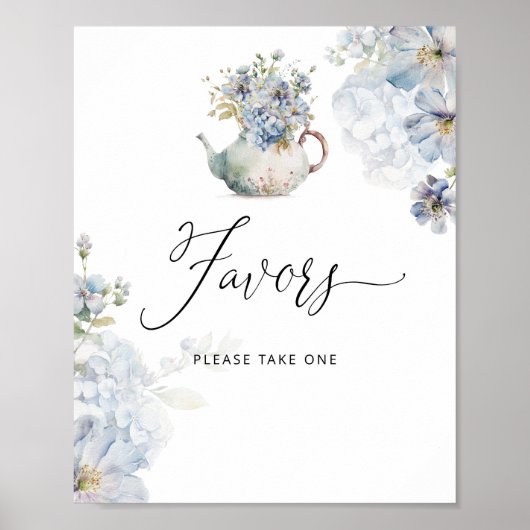 Blue Hydrangeas baby shower gunsten Poster (Voorkant)