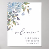 Blue Hydrangeas Baby shower WelkomstPoster Poster (Voorkant)