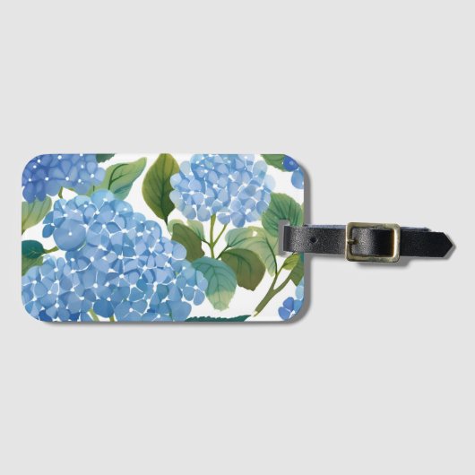 Blue Hydrangeas | Beautiful Floral Bush Bagagelabel (Voorkant (horizontaal))