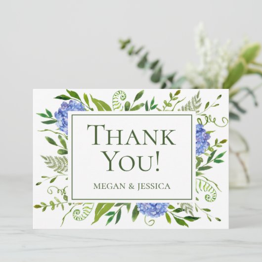 Blue Hydrangeas Bedankkaart (Staand voorkant)