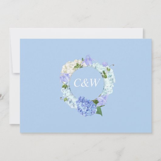 Blue Hydrangeas Bloemen Groen ENGAGEMENT PARTY Kaart (Achterkant)