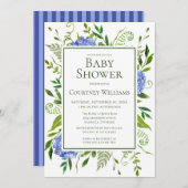 Blue Hydrangeas Bloemen Waterverf Baby shower Kaart (Voorkant / Achterkant)