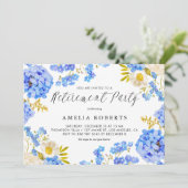 Blue Hydrangeas Bloemen Winter Pensioen Partij Kaart (Staand voorkant)