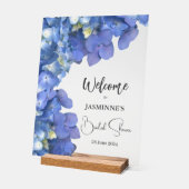 Blue  Hydrangeas Blooms Bridal Shower  Acryl Bord (Hoek)
