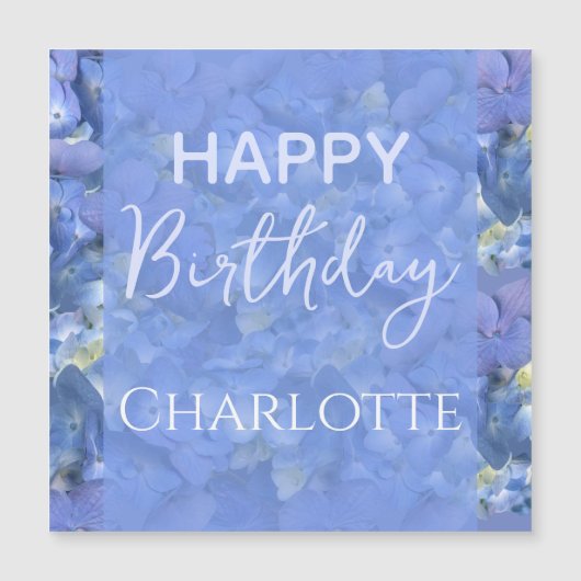 Blue Hydrangeas Blooms Happy Birthday Custom Name (Voorkant)