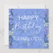 Blue Hydrangeas Blooms Happy Birthday Custom Name (Voorkant)