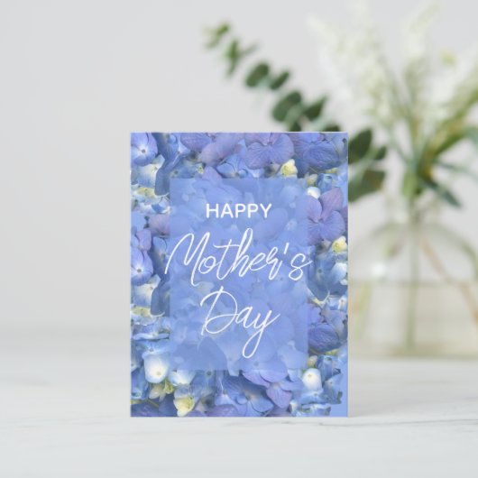 Blue Hydrangeas Blooms Moederdag Briefkaart (Staand voorkant)