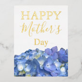 Blue Hydrangeas Blooms Moederdag Folie Feestdagen Briefkaart (Voorkant)