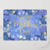 Blue Hydrangeas Blooms Moederdag Folie Feestdagenkaart (Voorkant)