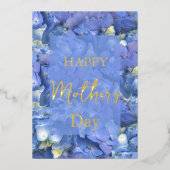 Blue Hydrangeas Blooms Moederdag Folie Feestdagenkaart (Voorkant)