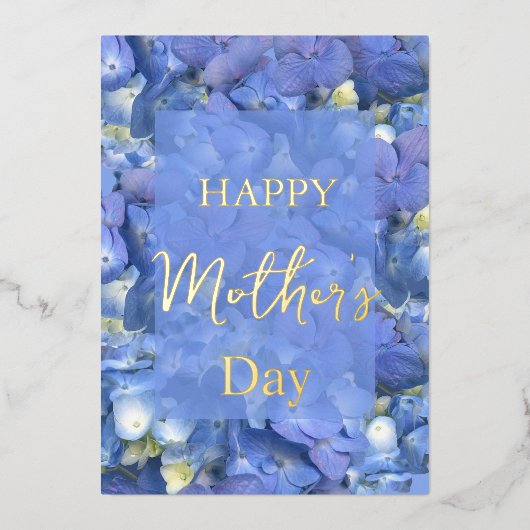 Blue Hydrangeas Blooms Moederdag Folie Feestdagenkaart (Voorkant)