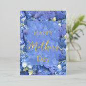 Blue Hydrangeas Blooms Moederdag Folie Feestdagenkaart (Staand Voorkant)