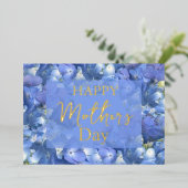 Blue Hydrangeas Blooms Mother's Day    Folie Feestdagenkaart (Staand Voorkant)