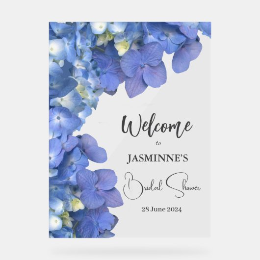 Blue Hydrangeas Blooms Vrijgezellenfeest Acryl Bord (Voorkant)