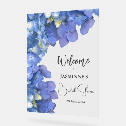 Blue Hydrangeas Blooms Vrijgezellenfeest Acryl Bord (Hoek)