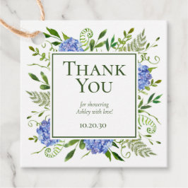 Blue Hydrangeas Boy Baby shower Bedankt Bedankjes Labels