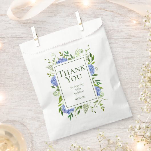 Blue Hydrangeas Boy Baby shower Bedankt Bedankzakje (Geknipt)