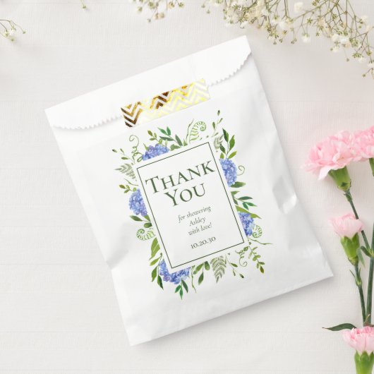 Blue Hydrangeas Boy Baby shower Bedankt Bedankzakje (Gezegeld)