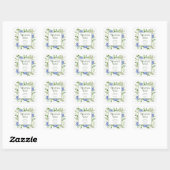 Blue Hydrangeas Boy Baby shower Bedankt Vierkante Sticker (Vel)