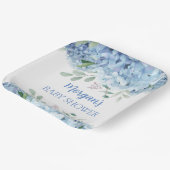 Blue Hydrangeas Boy Floral Baby shower Papieren Bordje (Gebogen)